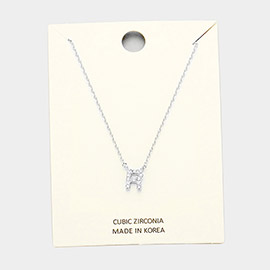 -R- Cubic Zirconia Monogram Pendant Necklace