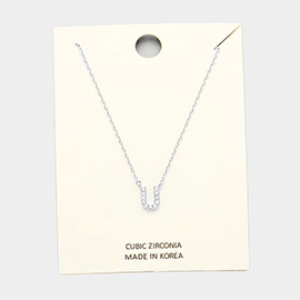 -U- Cubic Zirconia Monogram Pendant Necklace