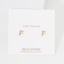 -F- Cubic Zirconia Monogram Stud Earrings