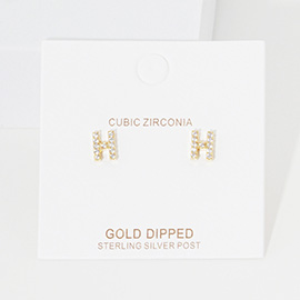 -H- Cubic Zirconia Monogram Stud Earrings