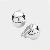 Oval metal dome clip on earrings