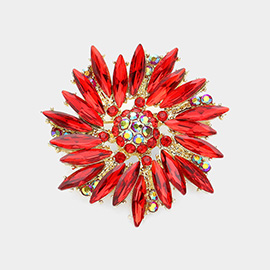 Oblique Crystal Oval Flower Pin Brooch