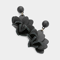 Leather Flower Dangle Earrings