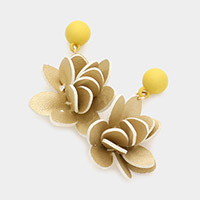 Leather Flower Dangle Earrings