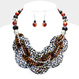 Leopard Patterned Round Link Necklace