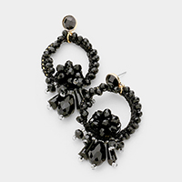 Flower Beaded Detail Statement Earrings