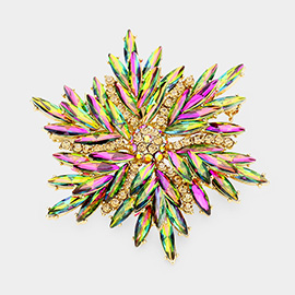 Marquise Stone Cluster Flower Pin Brooch