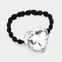 Crystal Heart Accented Stretch  Hair Band