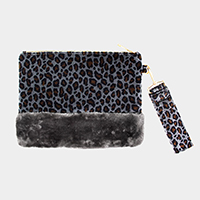 Leopard Animal Print Fur Clutch Bag