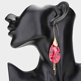 Metal Chain Dropped Celluloid Acetate Dangle Earrings