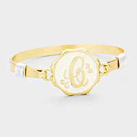 'C' Acrylic Monogram Metal Disc Hook Bracelet