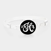 'H' Acrylic Monogram Metal Disc Hook Bracelet