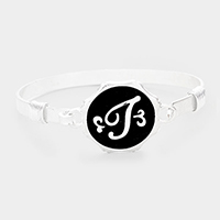 'T' Acrylic Monogram Metal Disc Hook Bracelet