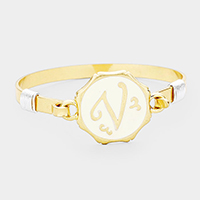 'V' Acrylic Monogram Metal Disc Hook Bracelet