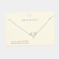 White Gold Dipped Wishbone Charm Bracelet