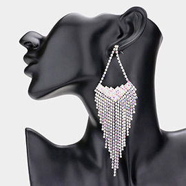 Rhinestone Fringe Dangle Evening Earrings