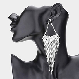 Rhinestone Fringe Dangle Evening Earrings