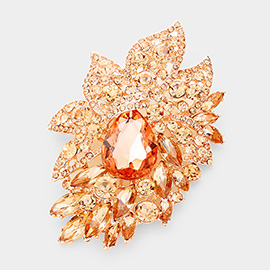 Crystal Rhinestone Petal Brooch / Pendant