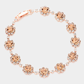 Round Crystal Rhinestone Rosette Evening Bracelet