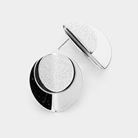 Layered Shimmering Fold Round Disc Stud Earrings