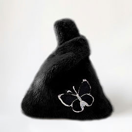 Fluffy Faux Fur Butterfly Slouchy Tote Bag