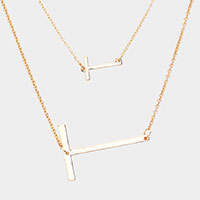 2Row Strand Double Monogram Detachable Chain Necklace