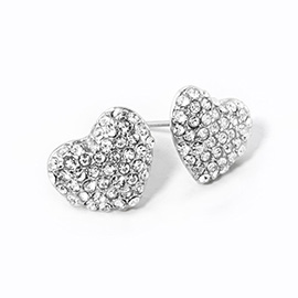 Rhinestone Paved Heart Stud Earrings