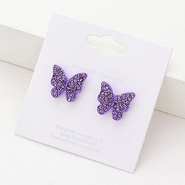 Rhinestone Pave Butterfly Stud Earrings