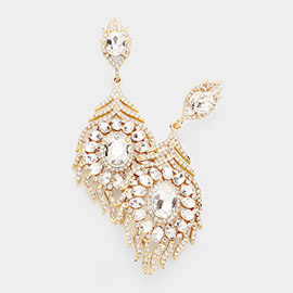 Oval Crystal Rhinestone Flame Evening Earrings