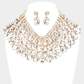 Crystal Glass Bib Statement Necklace