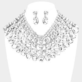 Crystal Glass Bib Statement Necklace