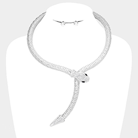 Crystal Embellished Snake Collar Necklace