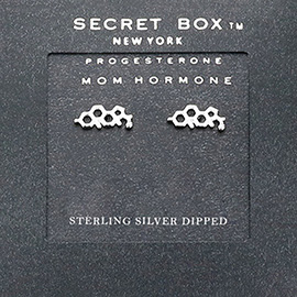 SECRET BOX_Sterling Silver Dipped Progesterone Hormone Molecule Earrings