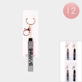 12PCS - 'Brave' Crystal Embellished Keychains