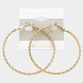 Gold Dipped Textured Metal Hoop Earrings