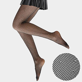 Pearl Embellished Fishnet Pantyhose Tights