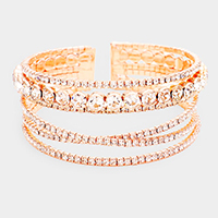 Crystal Round Rhinestone Pave Cuff Bracelet