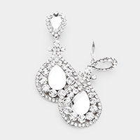 Crystal Pave Trimmed Teardrop Clip On Earrings