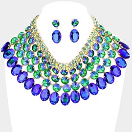 Crystal Glass Bib Statement Necklace