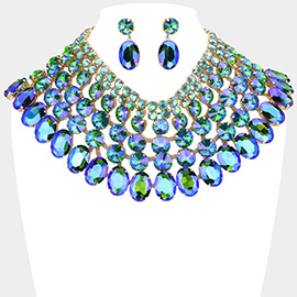 Crystal Glass Bib Statement Necklace