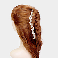 Crystal Round Rhinestone Pave Leaf Vine Hair Comb