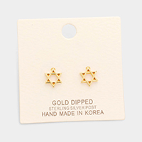 Gold Dipped Double Triangle Star Stud Earrings