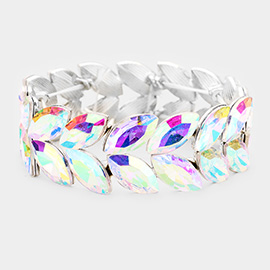 Marquise Glass Crystal Stretch Evening Bracelet