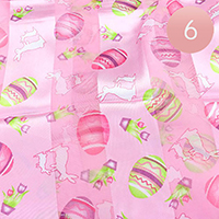 6PCS - Satin Striped Easter Egg Pattern Print Scarf