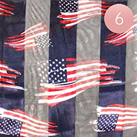 6PCS - Satin Striped American Flag Pattern Print Scarf