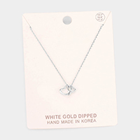 White Gold Dipped Double Heart Pendant Necklace