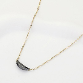 CZ Crescent Moon Stone Pendant Necklace