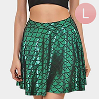 High Waist Mermaid Pattern Skater Skirt