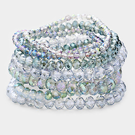 9PCS - Faceted Bead Stretch Bracelets