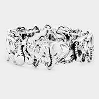 Elephant Embossed Metal Stretch Bracelet